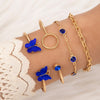 Blue Butterfly Diamond Studded Hollow Four-layer Bracelet