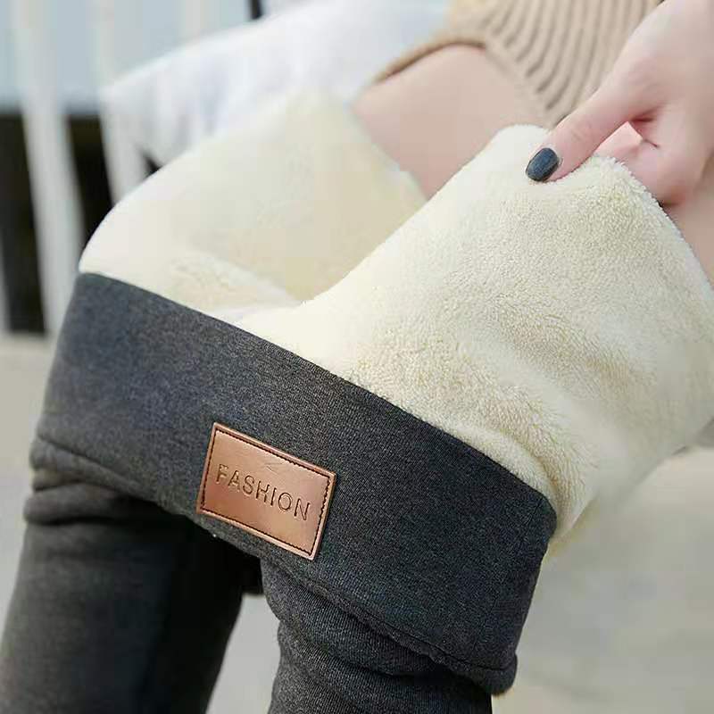 Women's Winter Outerwear Lambswool Cotton Slim Fitted Waist High Waist Warm-keeping Pants