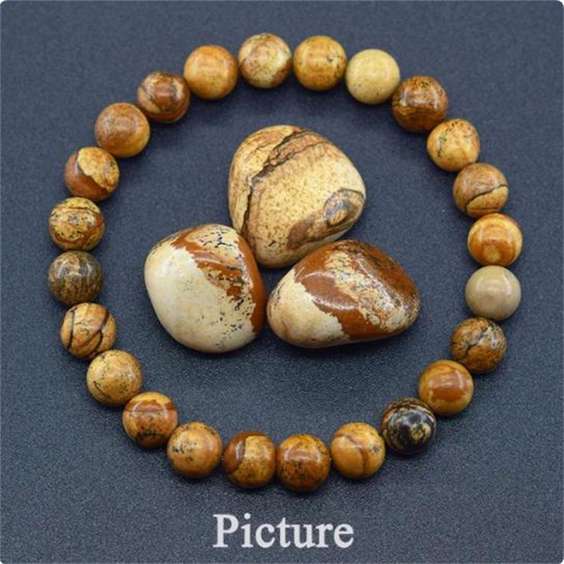 Natural Stone Elastic String Beaded Bracelet