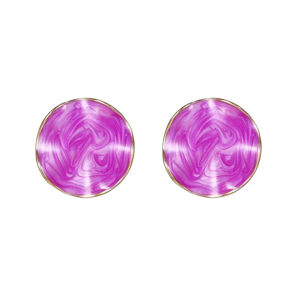 French Retro Silver Needle Contrast Color Pattern All-match Earrings