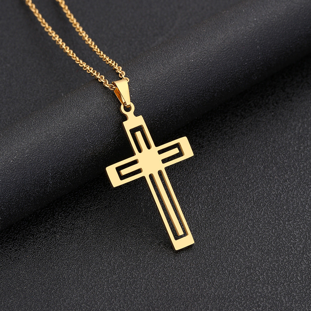 Men And Women All-matching Stainless Steel Cross Pendant Necklace