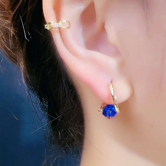 Colorful Crystal Blue Carat Ear Clip Women