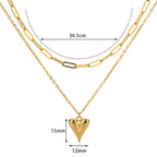 Fashionable Golden Love Chain Double-layer Necklace