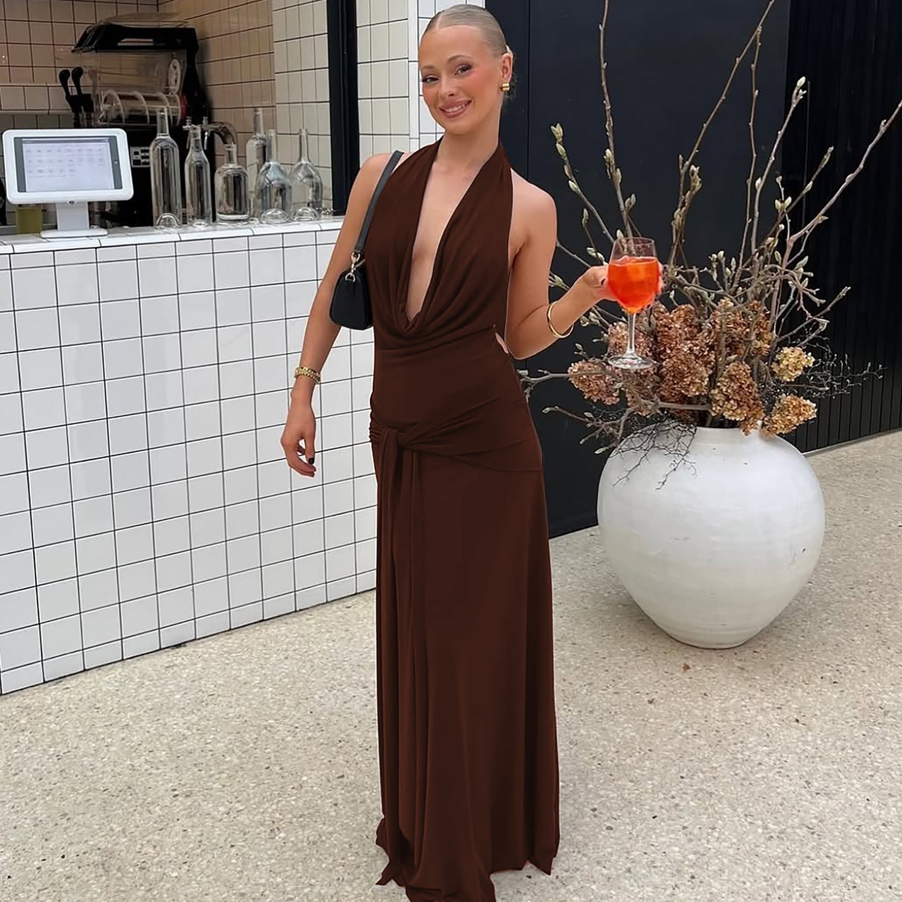 Fashion Sexy Tube Top Halter Backless Slim Dress