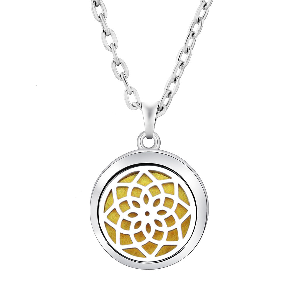 Pendant Perfume Locket Stainless Steel Essential Oil Diffuser Women's Necklace