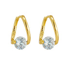 Copper Plated Real Gold Simple Zircon Ear Clip Exquisite Small Flashing Earrings