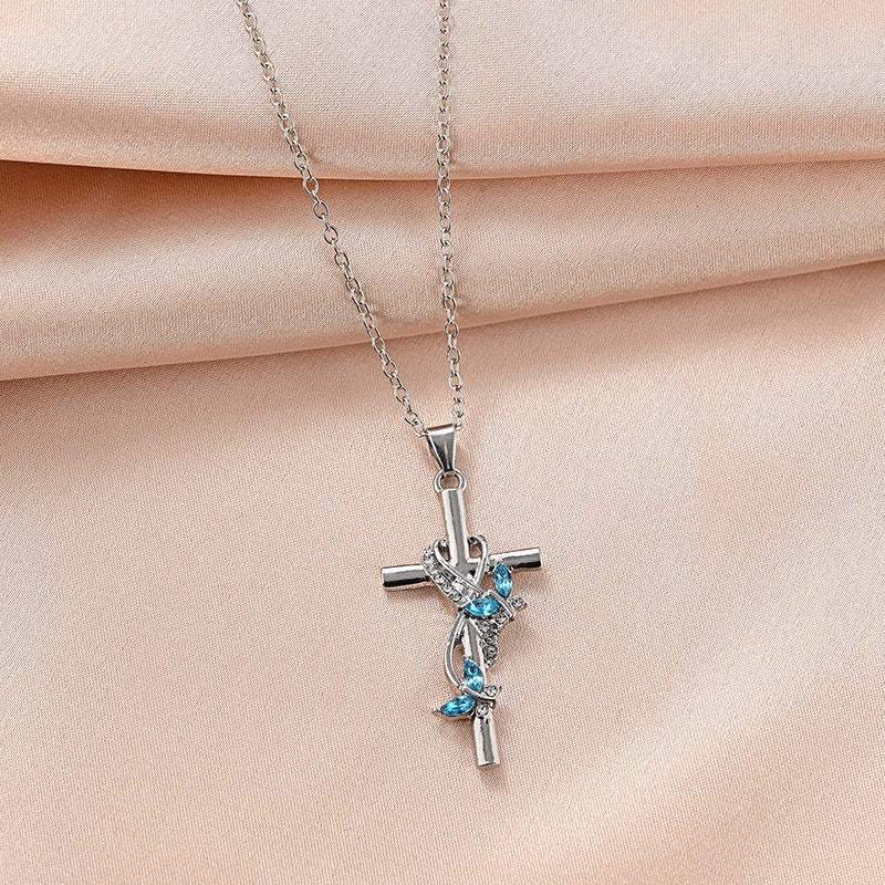 Women's Necklace Elegant Butterfly Cross Pendant