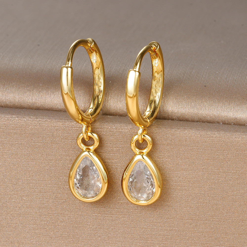 Geometric Drop-shaped Zircon Earrings