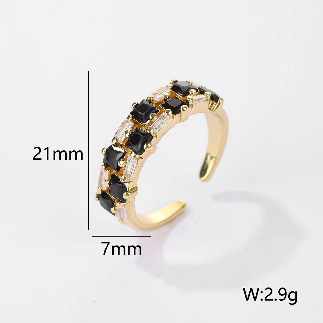European And American Retro Gemstone Affordable Luxury Fashion Open-end Personality Ring