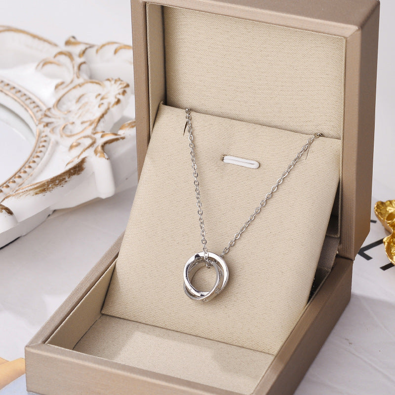 Double Ring Titanium Steel Necklace For Women