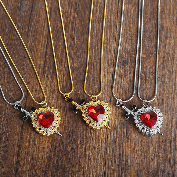 Creative Fashion Heart-shaped Pendant Diamond-embedded Love Necklace