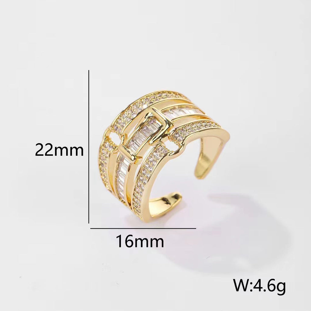 European And American Retro Gemstone Affordable Luxury Fashion Open-end Personality Ring