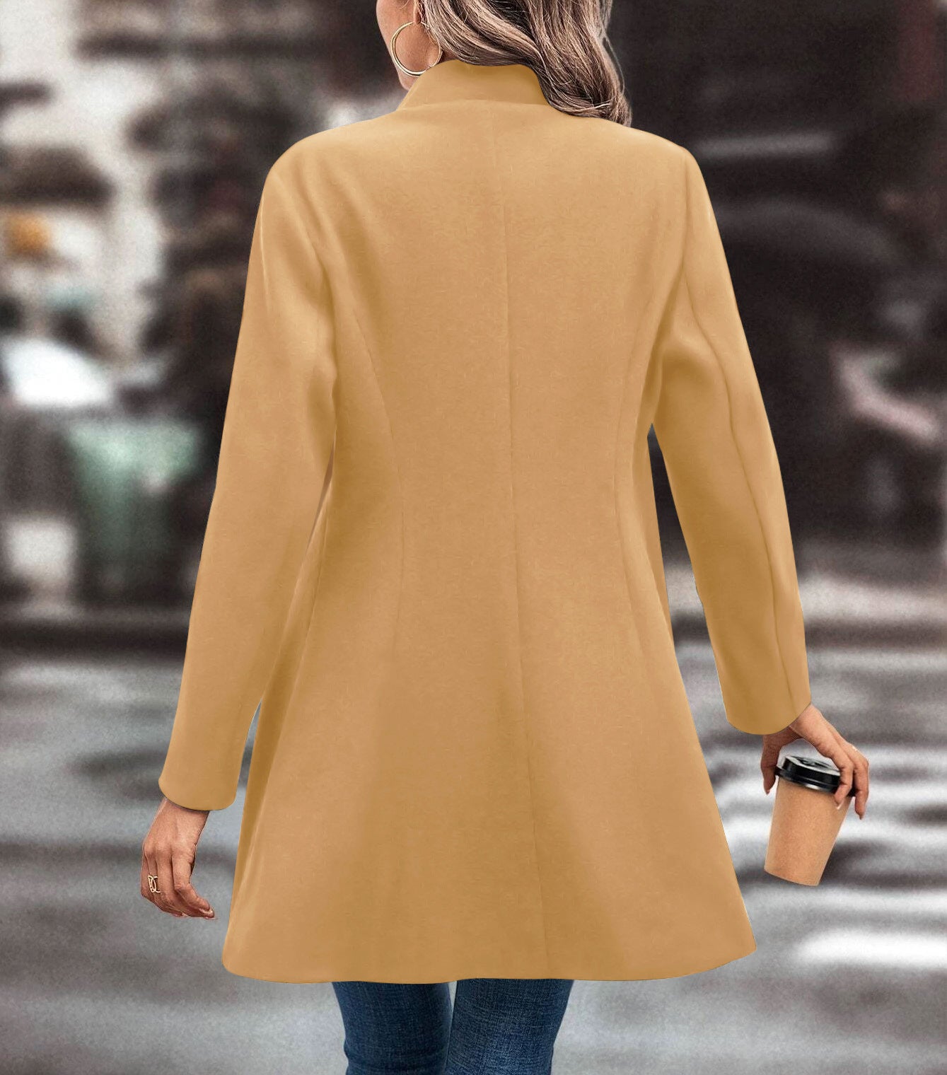 Fashionable And Casual Solid-color Elegant Mid-length Women's Thick Jacket