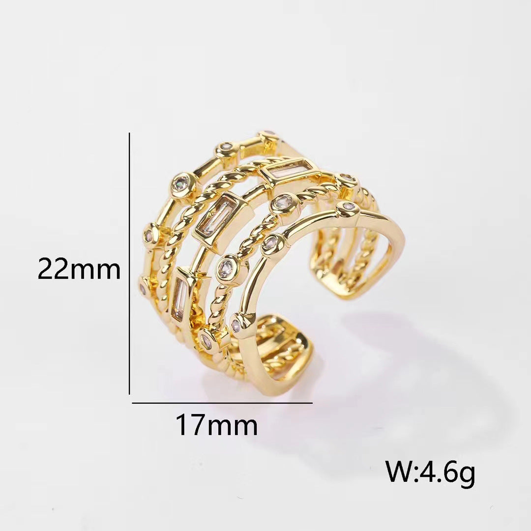 European And American Retro Gemstone Affordable Luxury Fashion Open-end Personality Ring