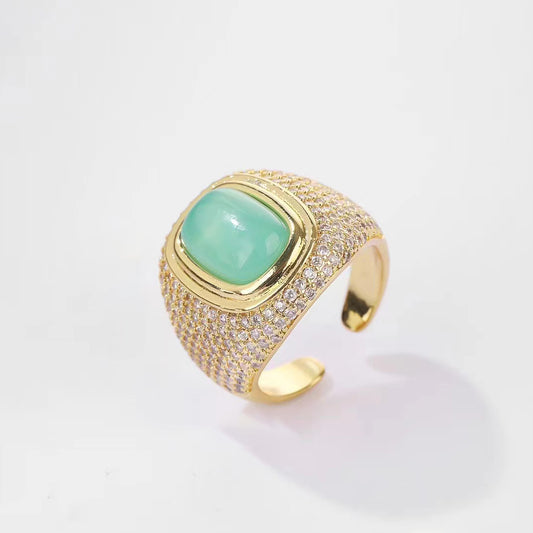 European And American Retro Gemstone Affordable Luxury Fashion Open-end Personality Ring