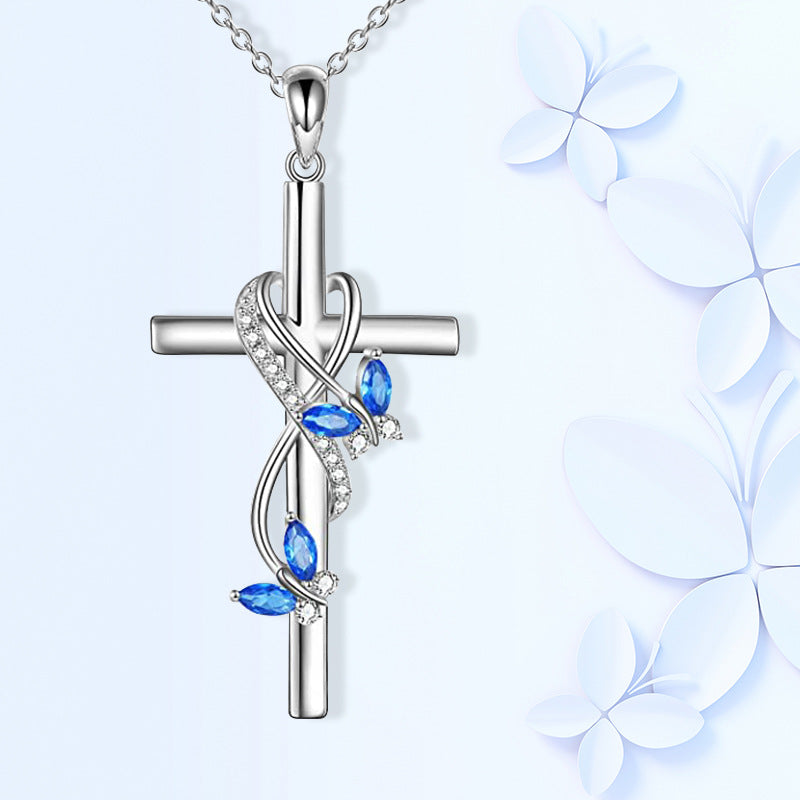 Women's Necklace Elegant Butterfly Cross Pendant