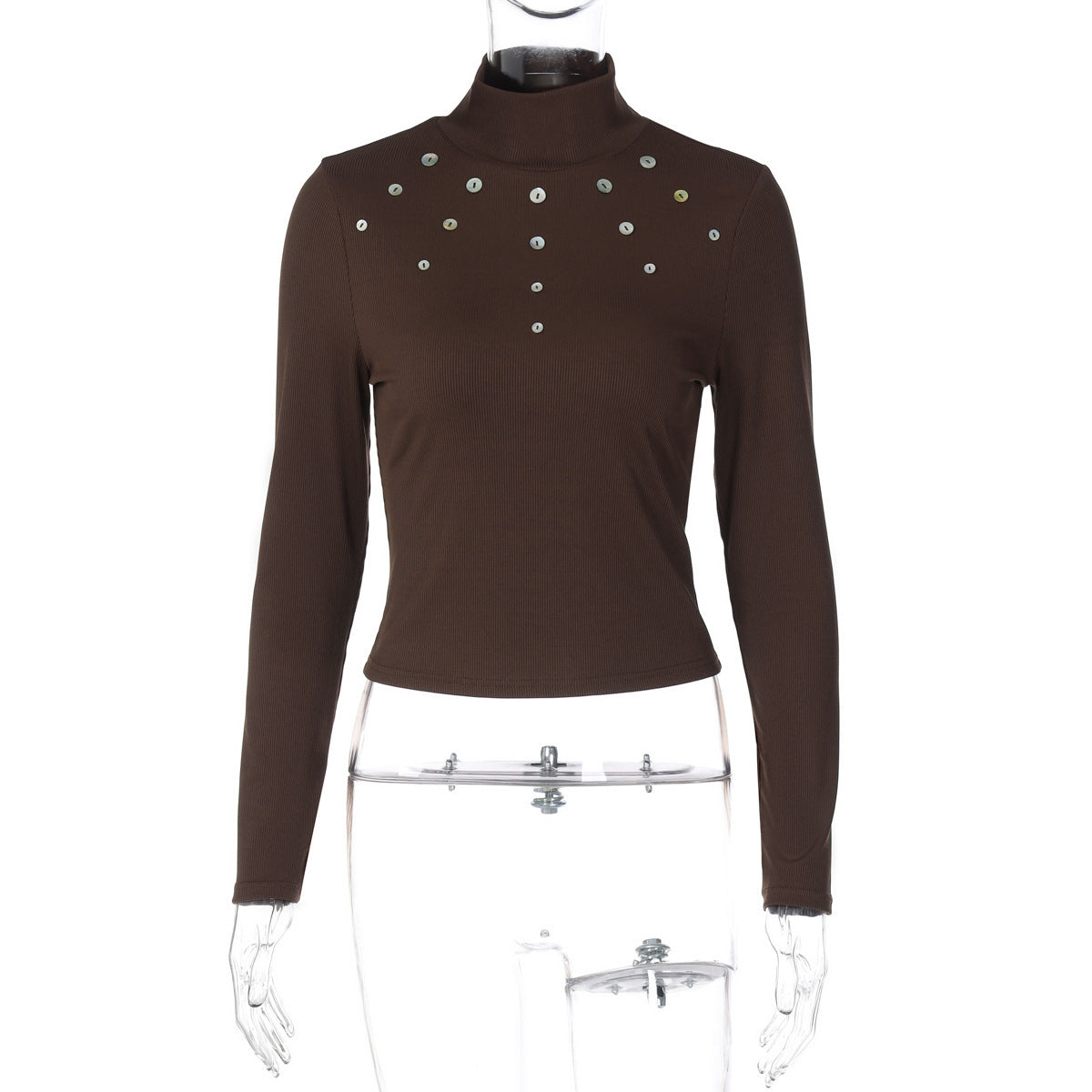 Women's Personality Slim Fit Shell Button Long-sleeved Top