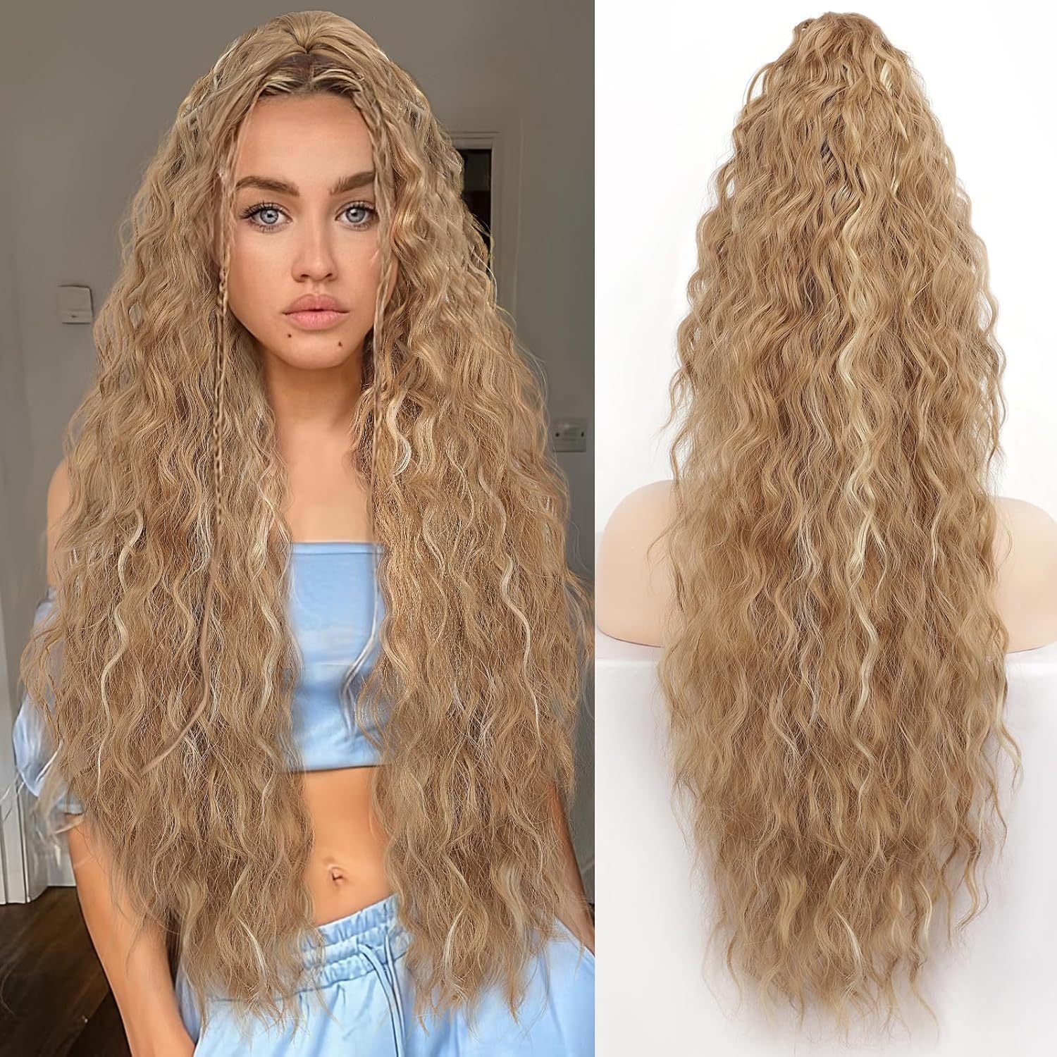 Grip Ponytail Fluffy Long Curly Hair Horse Tail Wig
