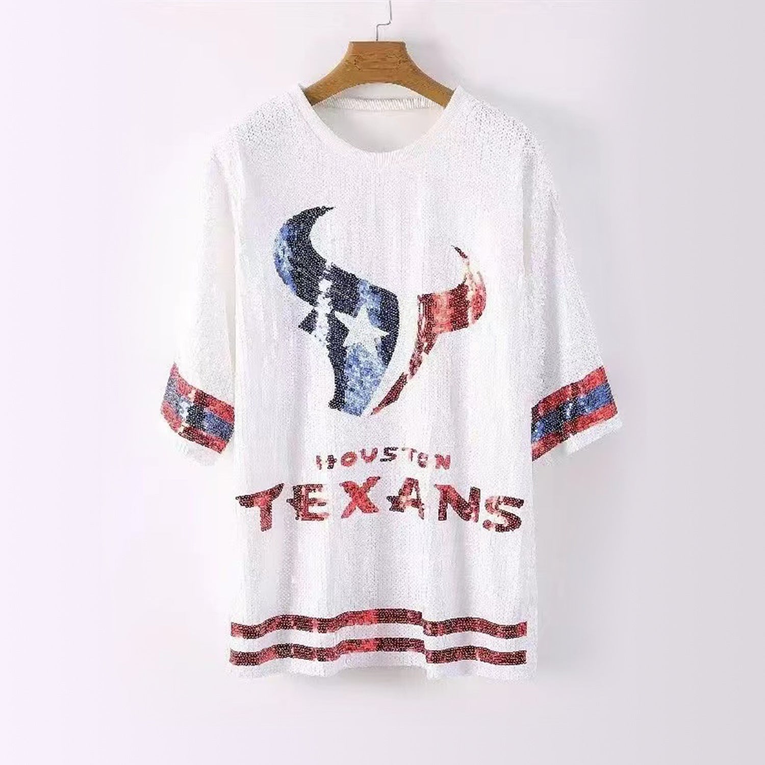 Sequins Glitter Letter Embroidery Loose T-shirt Skirt