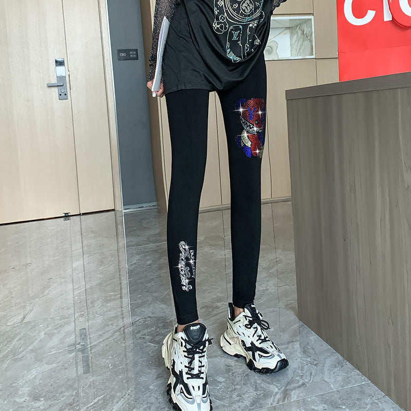 Shiny Rhinestone Leggings For Women