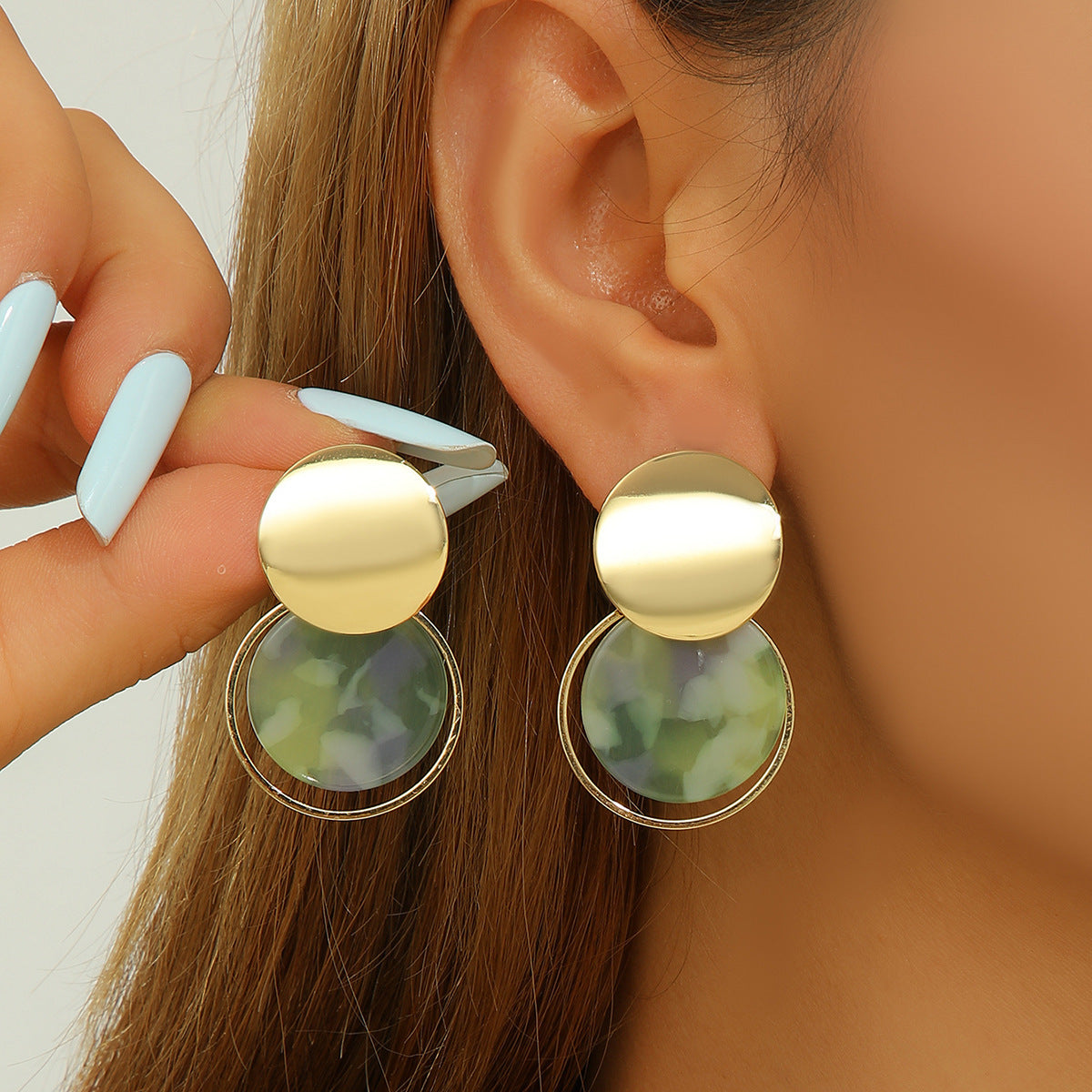 Japanese And Korean Fashion Matte Marble Pattern Earrings
