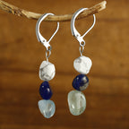 Amorphous Stone Eardrops Sodalite Aquamarine