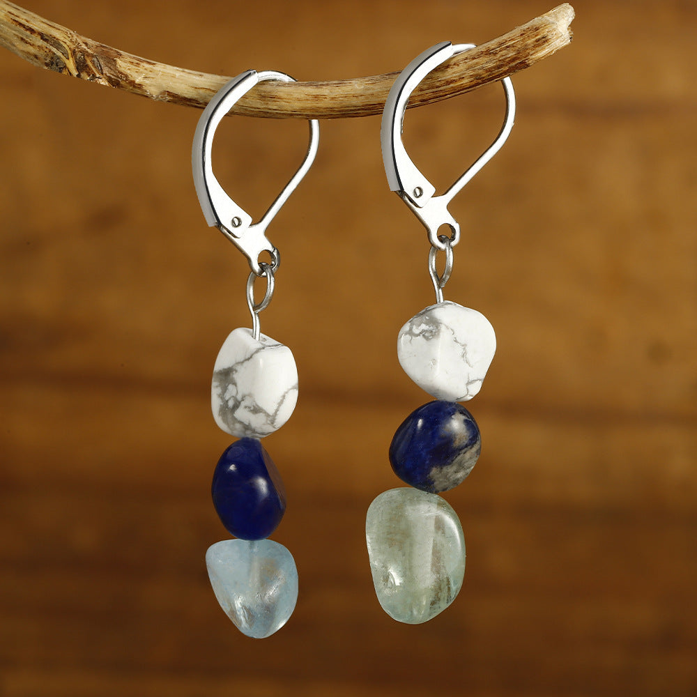 Amorphous Stone Eardrops Sodalite Aquamarine