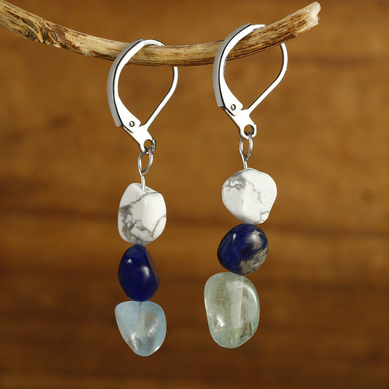 Amorphous Stone Eardrops Sodalite Aquamarine