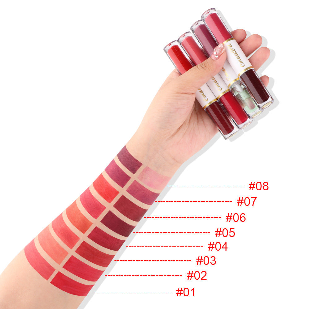 Double-headed Matte Lip Gloss No Stain On Cup Waterproof And Durable