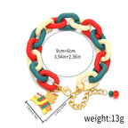 Christmas Red Green Acrylic Snowflakes Bell Bracelet