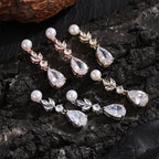 Fashion Leaves Zircon Water Drop Earrings Women