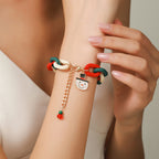 Christmas Red Green Acrylic Snowflakes Bell Bracelet