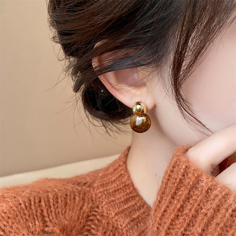 Retro Coffee Color Series Earrings Minority Fashion