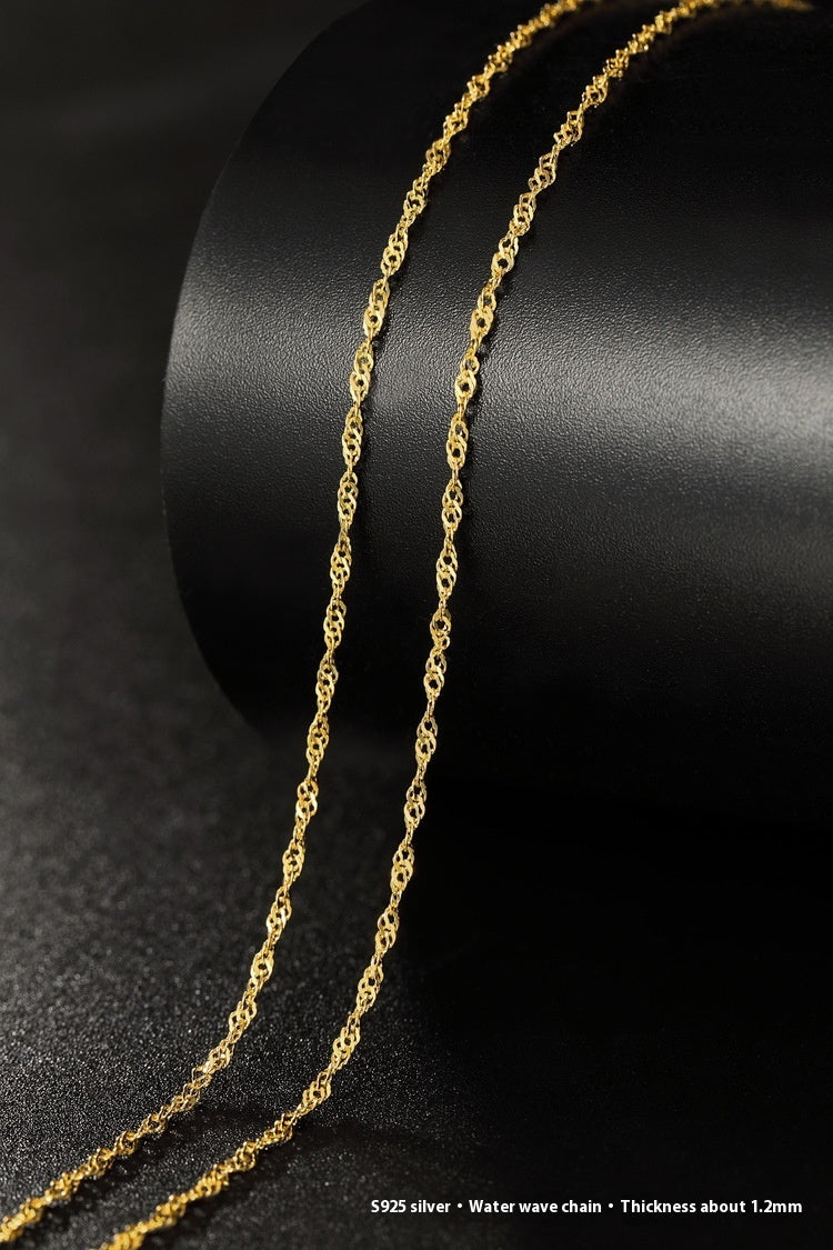 Pure Color Silver Necklace Clavicle Chain Female