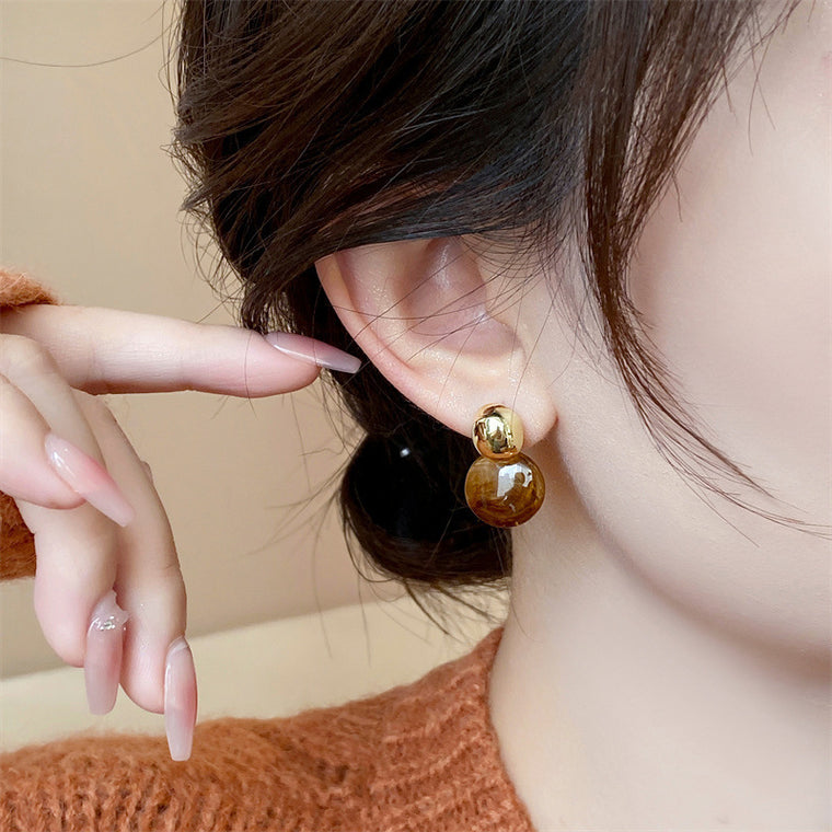 Retro Coffee Color Series Earrings Minority Fashion