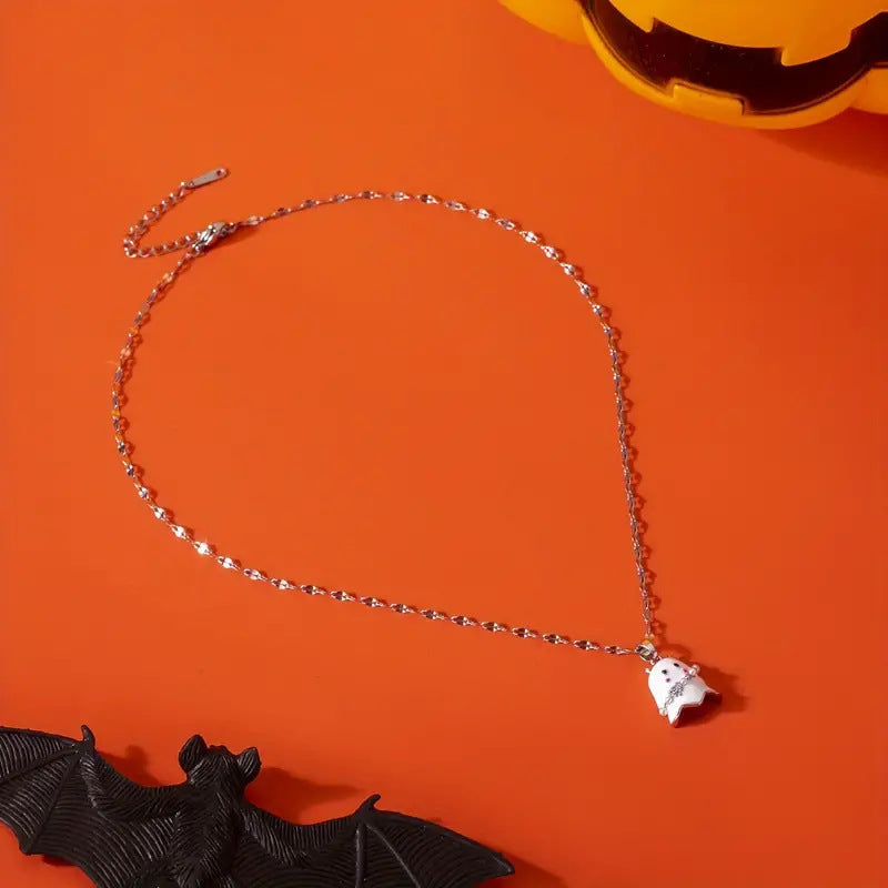 Halloween Trick-or-treat Candy Ghost Pendant Necklace