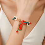 Christmas Red Green Acrylic Snowflakes Bell Bracelet